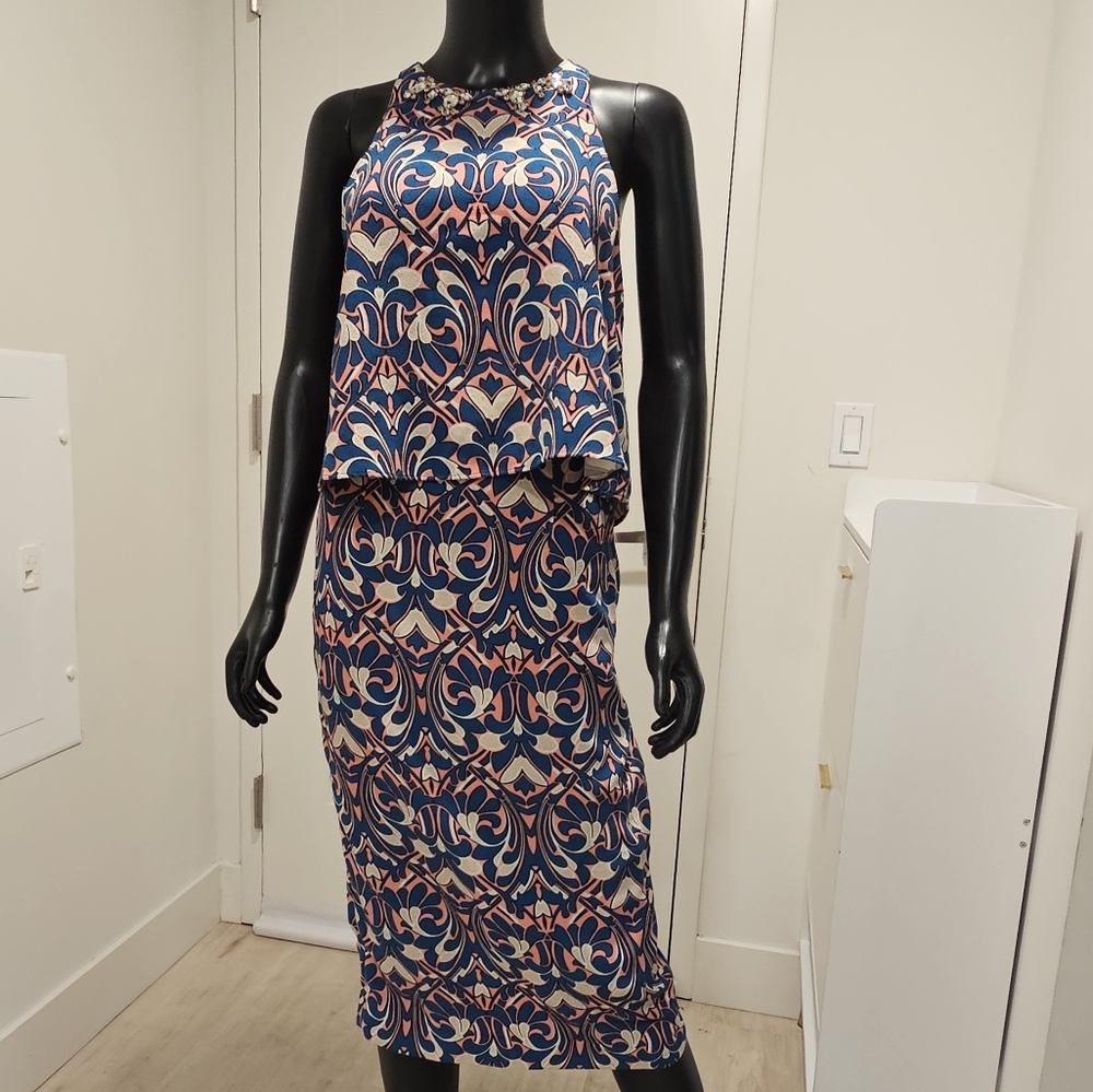 Elegant Patterned Sleeveless Two-piece Set